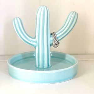 Turquoise Blue Cactus Ring Holder - Jewelry Tray